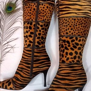 Antonio Melanie Luxury Tall Boots - Leopard/Tiger hair design 8.5 M